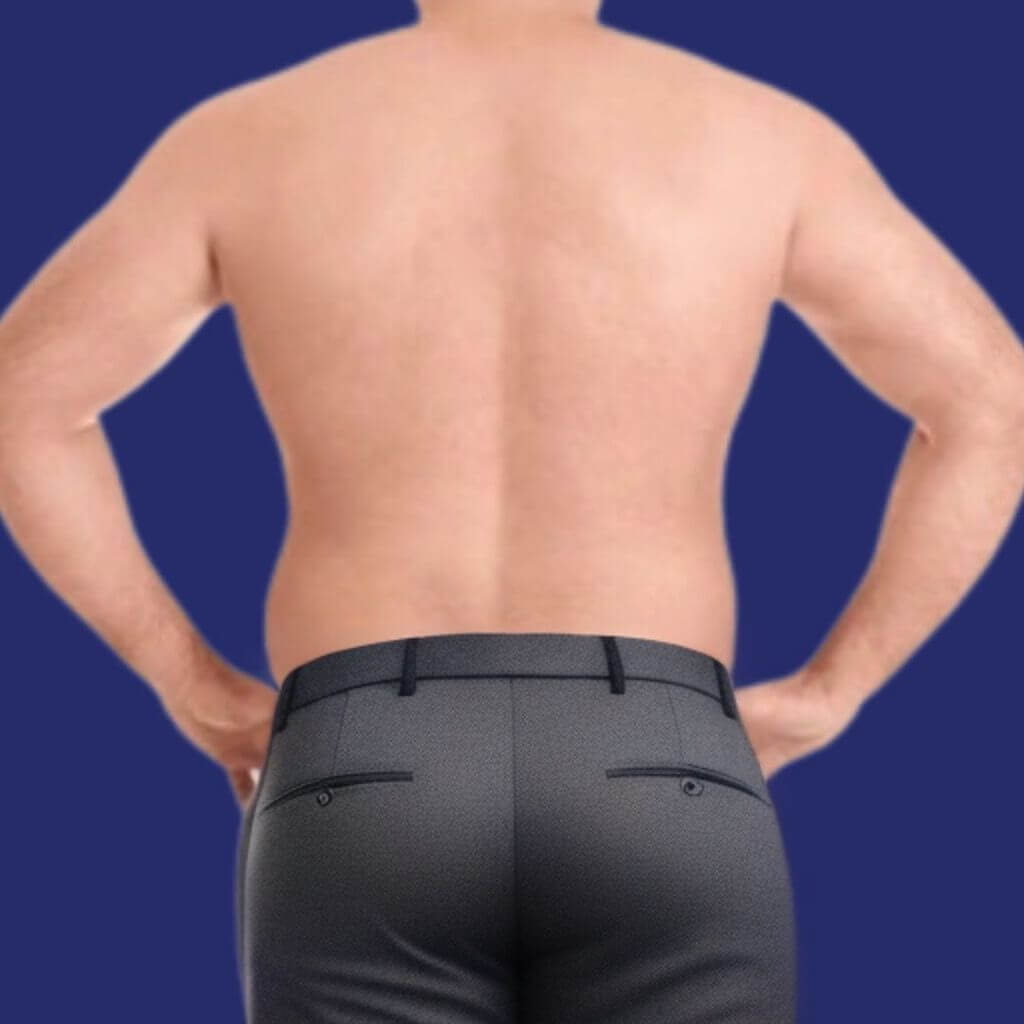 Fettabsaugung am Rücken eines Mannes 